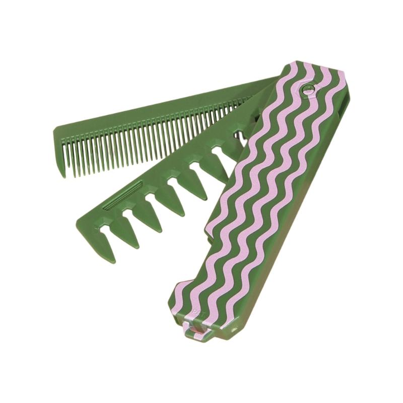 

Portable Multifunctional Foldable Comb With Styling Grooming And Massage Friendly Hair Tool For Home Or Travel зелений