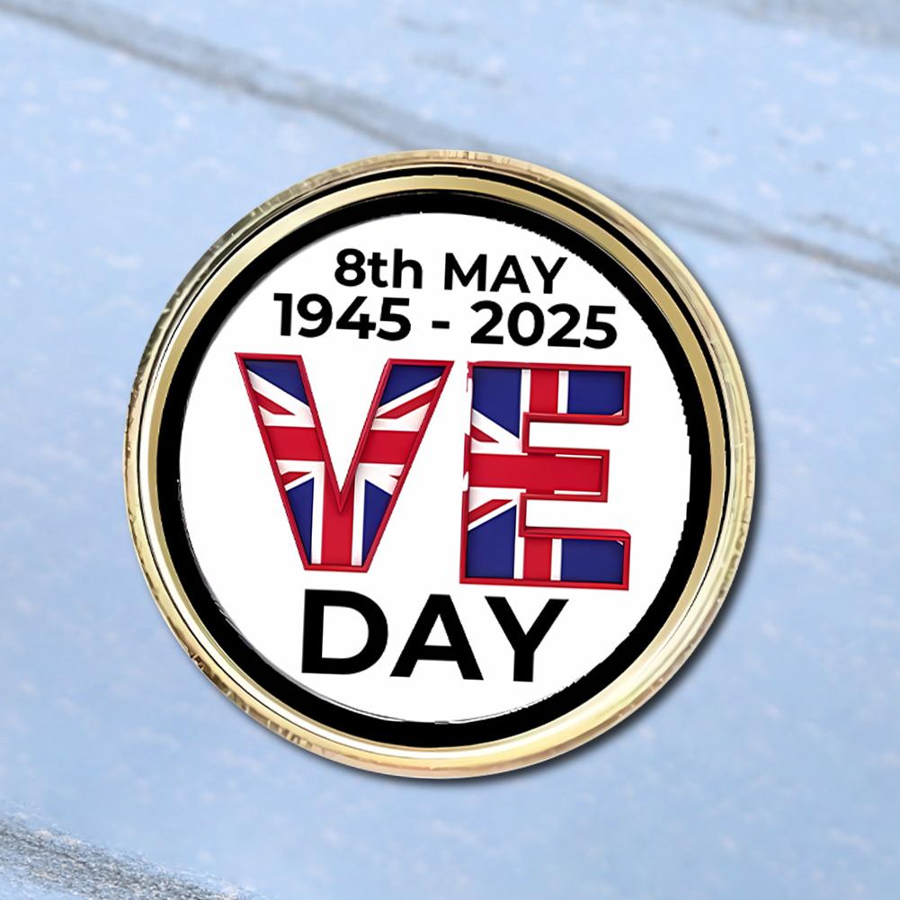 VE Day 80th Anniversary 1945-2025 8th May VE Day Collectable Badges Round Emblem Pin Aolly for Clothing Bags Shirt Backpack