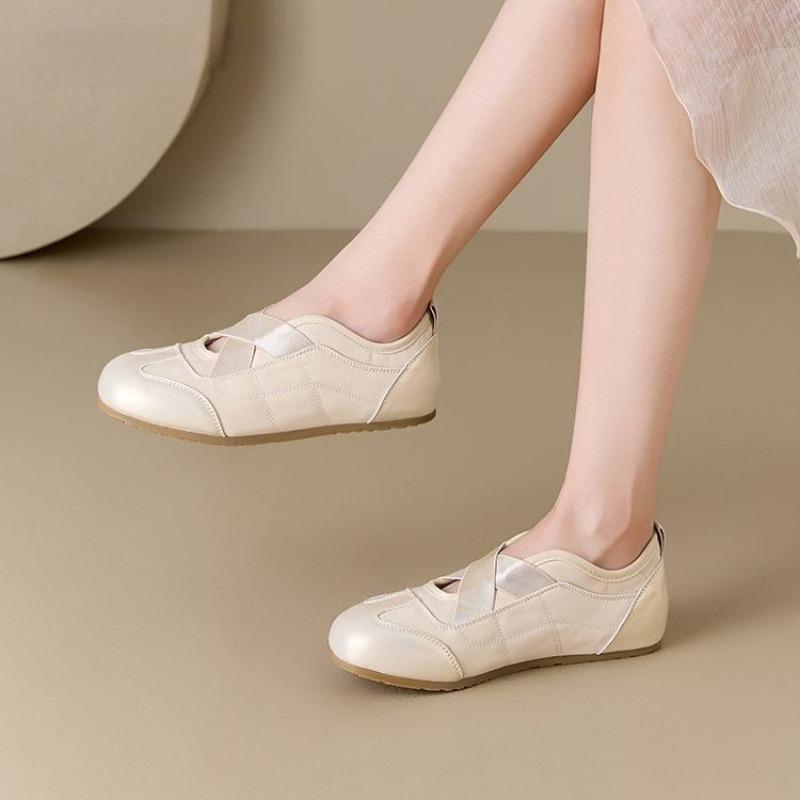Ballet style white shoes women's popular new streamer style cool versatile single shoes