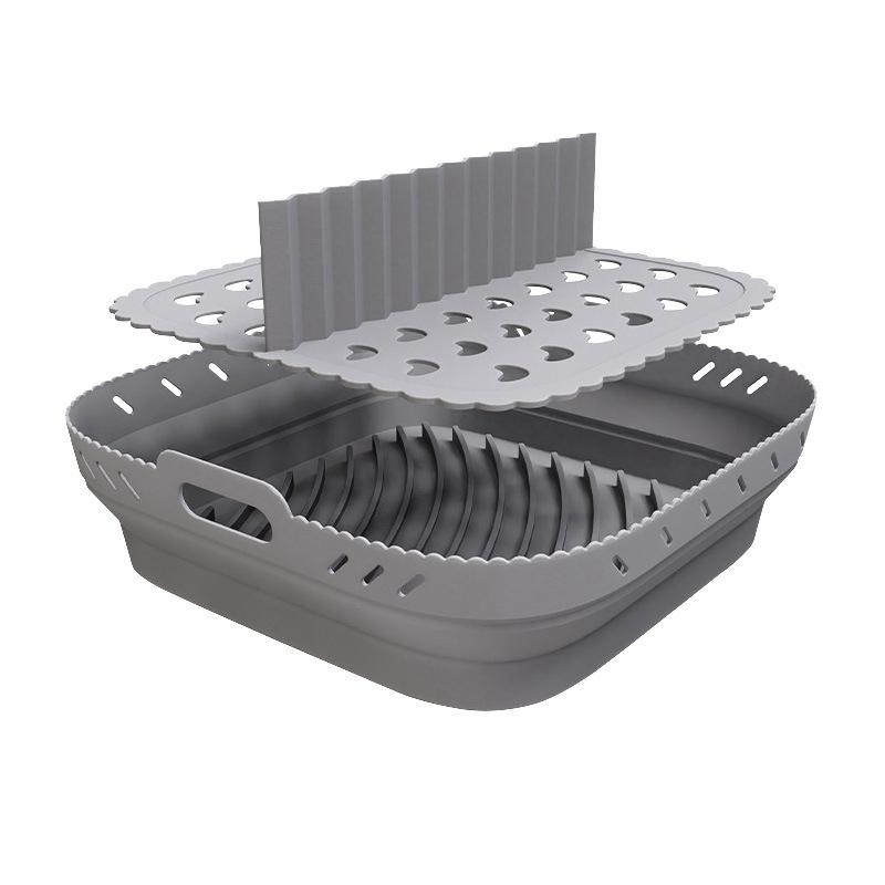 Air Fryer Silicone Basket Plate Square Reusable Air Fryer Cooking Accessories Foldable 20Cm/22Cm Airfryer Tool Baking Molds