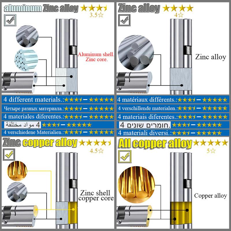 Yderdør 60 70 80 90 mm låsecylinder 5 nøgler 6 nøgler tyverisikret indgang zinklegering aluminiumslegering messing dørlås