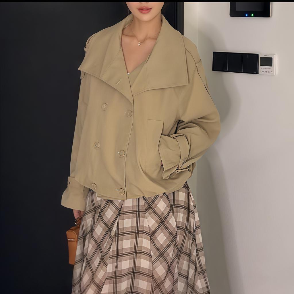 Women's Stand Collar Long Sleeve Jacket Loose Fit Commuter Style Windbreaker Coat