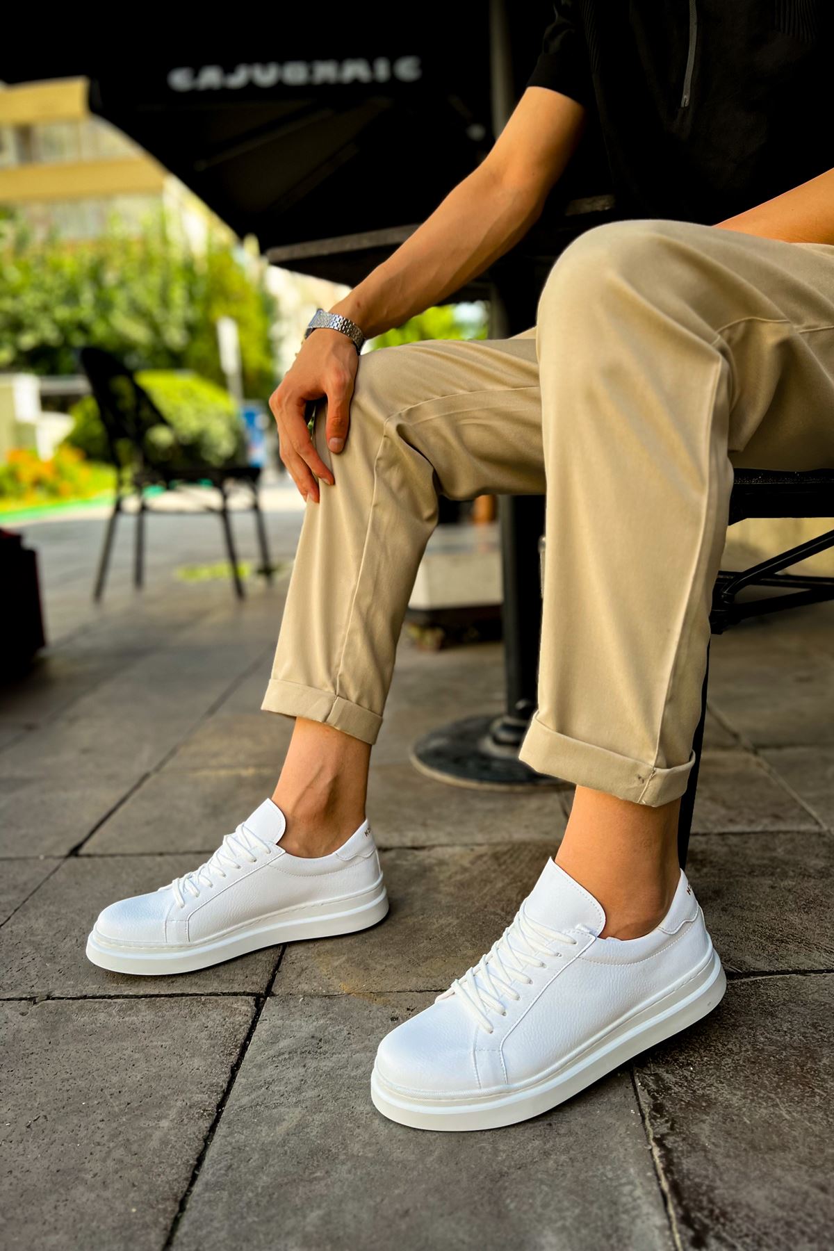 

CHEKİCH New Collection CH979 Santoni Spor Men Shoe White Black Brown Tan 41