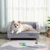 Dog Sofa Bed for Small-Sized Dogs, Elevated Pet Chair with PU Cover, Soft Cushion, Cat Couch Lounger with Anti-slip Legs - Grey