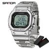 Fashion Sanda 2172 2173 Men's Digital Watch Waterproof MultiFunctional Full Stainelss Steel Golden LED Display Stylish & Durable