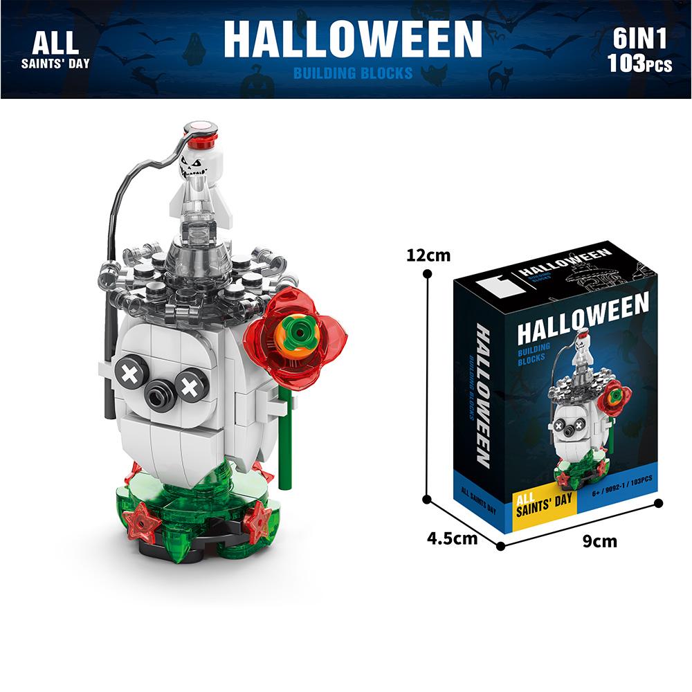 6-in-1 Halloween Mini Building Toy Set,Pumpkin Witch Ghost Building BlocksHalloween Party Favors Gift