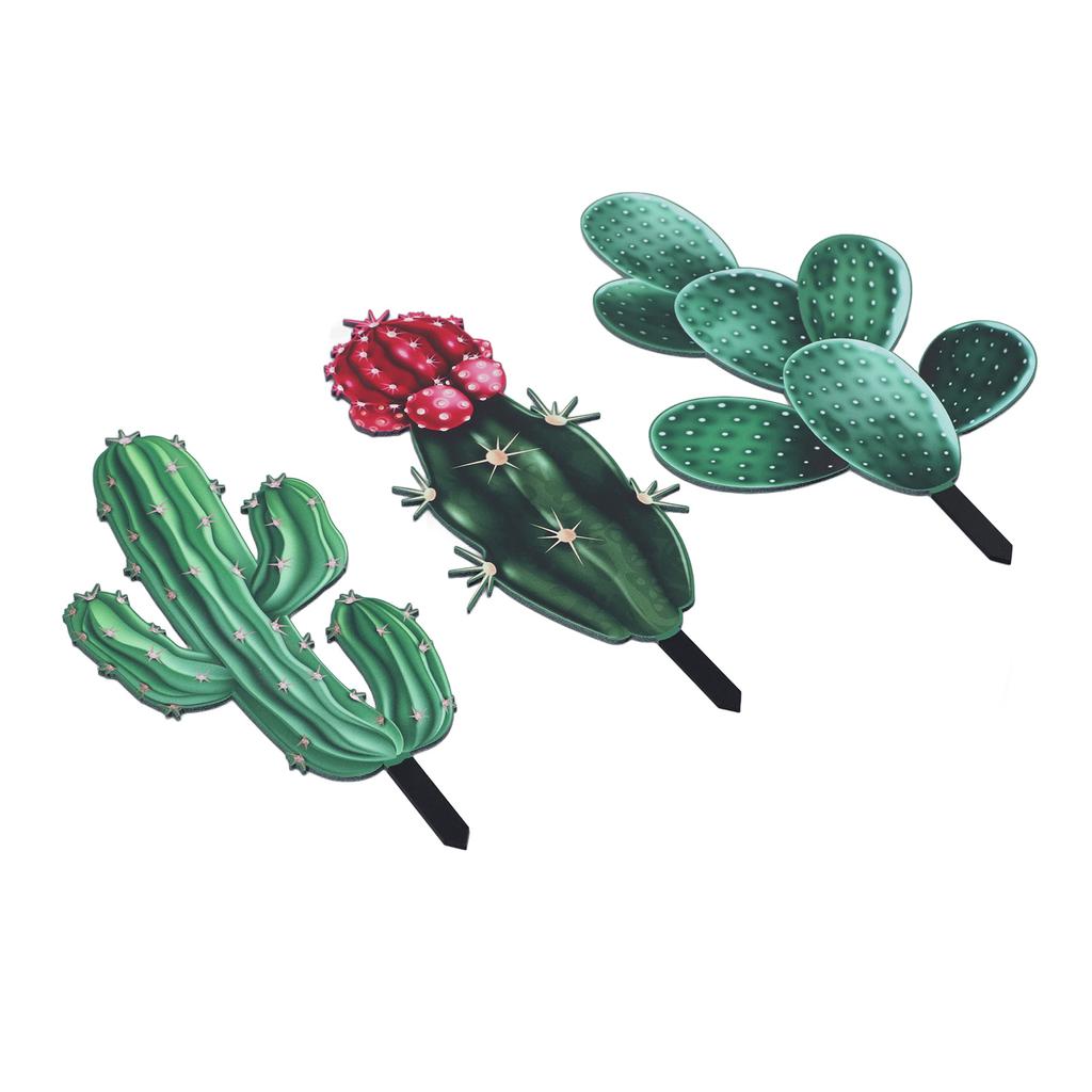Cactus Flower Decor Insert Acrylic Simulation Cactus Decorative Ornament Stake Outdoor Art Plant