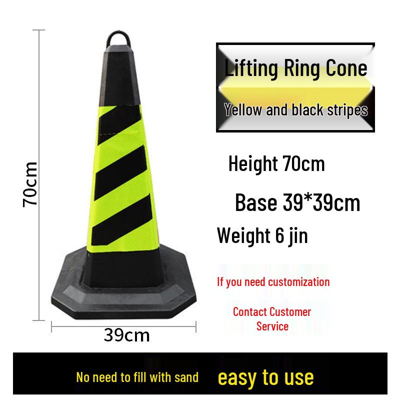70cm Reflective Rubber and PVC Traffic Cone - No Parking Ice Cream Cone Design