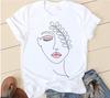 Creative Face Graphics Woman Graphics 90S Blouses Harajuku Summer Short Sleeve O-Neck White Female Tops Streetwear Y2K Clothing