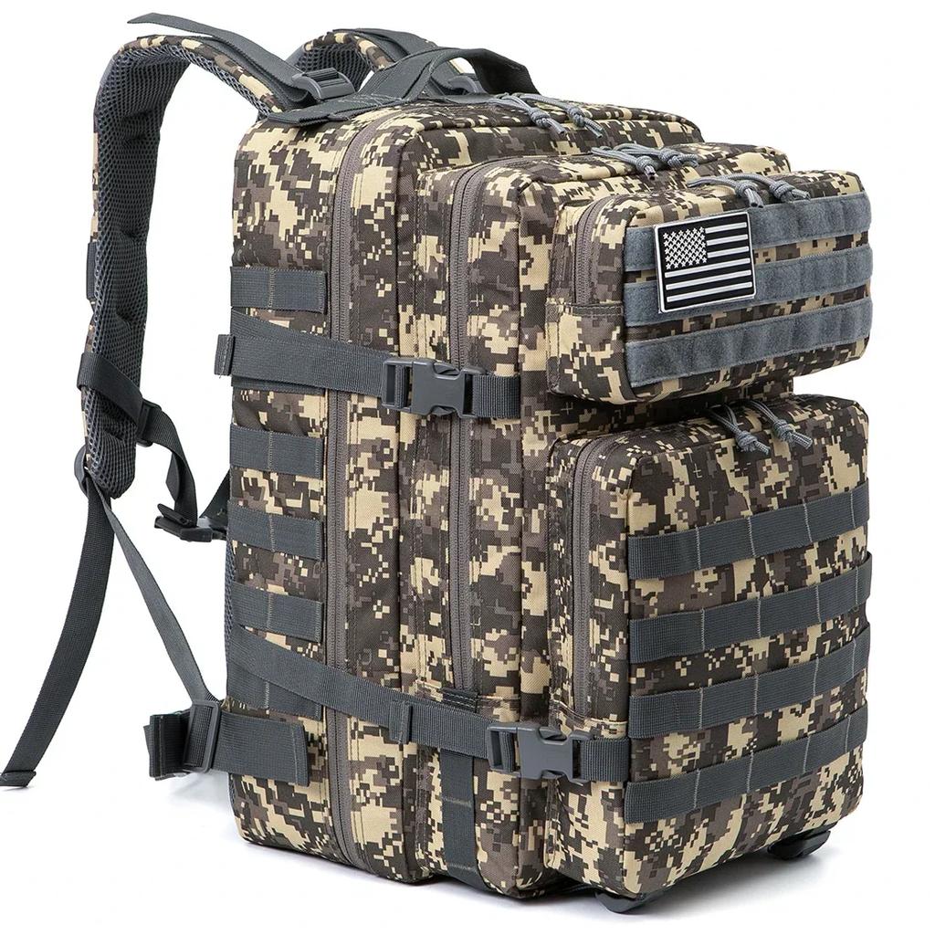 45L Taktischer Fitnessrucksack für Herren Damen Outdoor Training Molle Survival Tasche Wander Rucksack Trekking Camping Rucksack