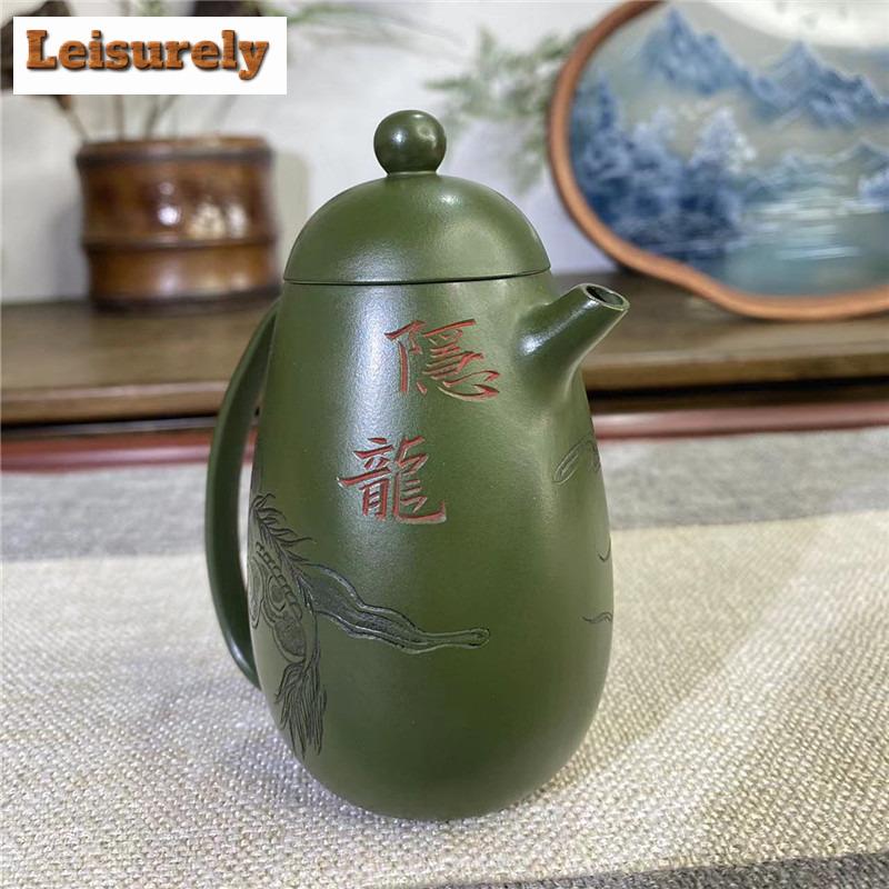 150ml Authentic Yixing Purple Clay Teapots Handmade High Dragon Egg Pot Raw Ore Green Mud Tea Brewing Kettle Zisha Tea Set Gift