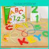 Wooden Alphabet Number Bead Stringing Toy For Early Education And Fine Motor Skills Development