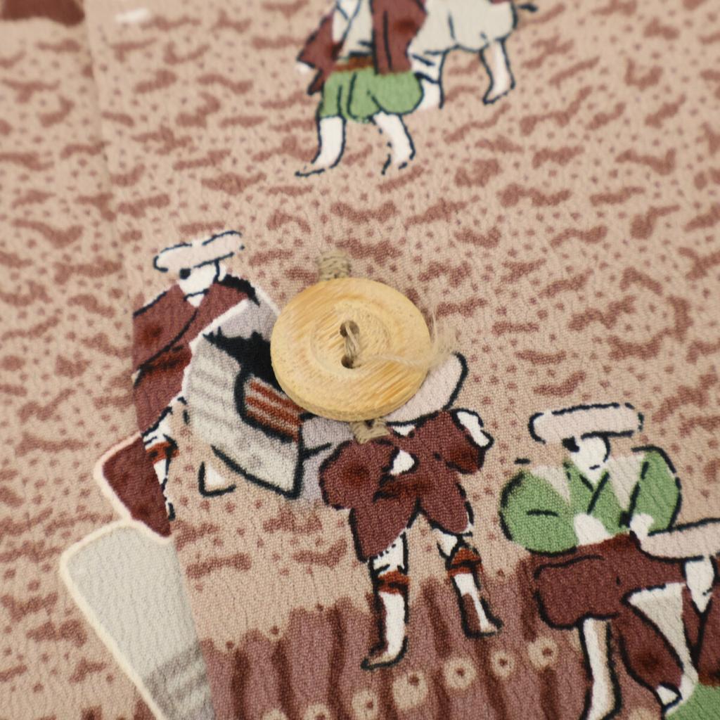 SUN SURF [MUSASHIYA] Stainless Steel30211 Sankin-Kotai Short Sleeve Rayon Aloha Shirt tops S BrownUsed