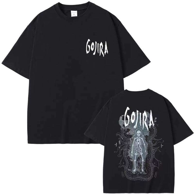 Metal Rock Band Gojira The Flesh Alive Skeleton Graphic Tshirt Unisex Women Fashion Oversized Tshirts Unisexs Casual Cotton T Shirt