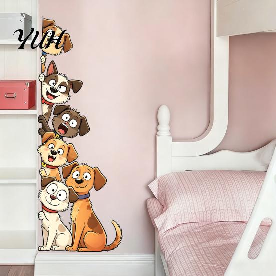 Cartoon Cat or Dog Wall Art Cute Cats/Dogs Stickers, Waterproof PVC Decals, Peel And Durable Outdoor Window Decals Stick Decorative Murals for Nursery