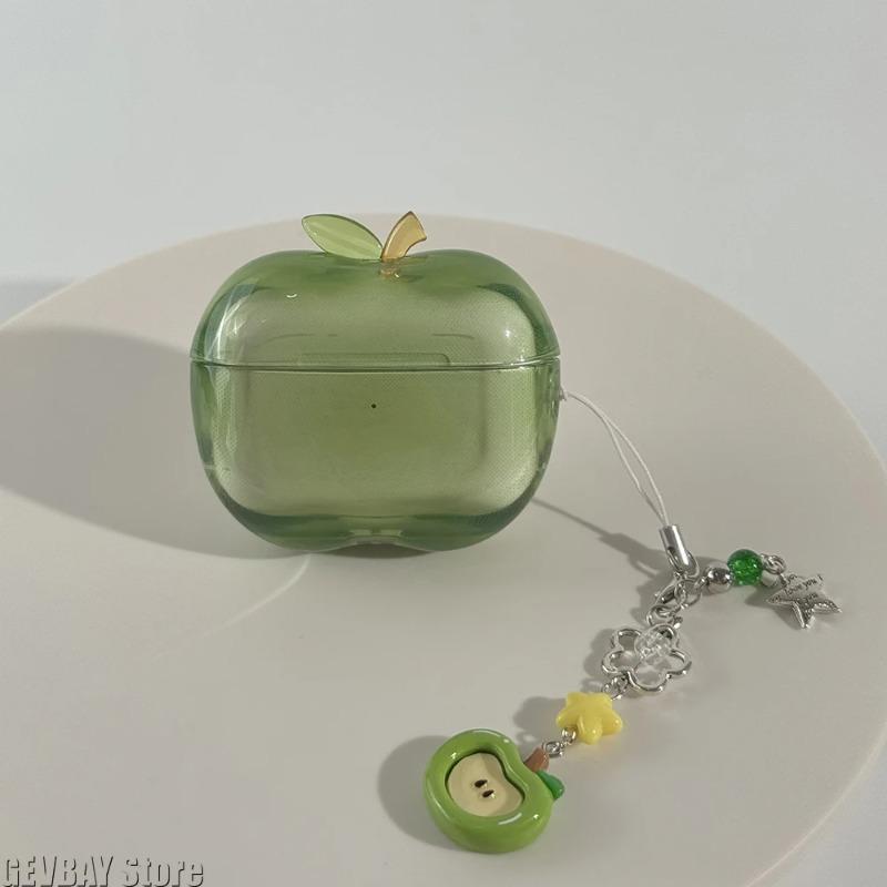 Transparent Fruit Earphone Case Drop-proof Cute Red Apple Shape Earphone Storage Case Home Organizer Desktop Decoration Gift