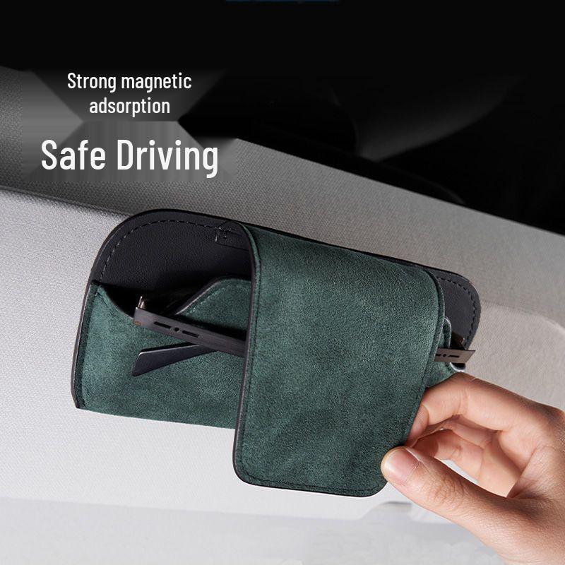 Multi-functional Suede Car Visor Storage - Sunglasses and Contact Lens Clip