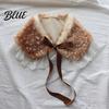 Winter Hat with Collar Millinery Deer Pattern Warm Gloves Dimensional Details Thickened Plush Leg Cuffs