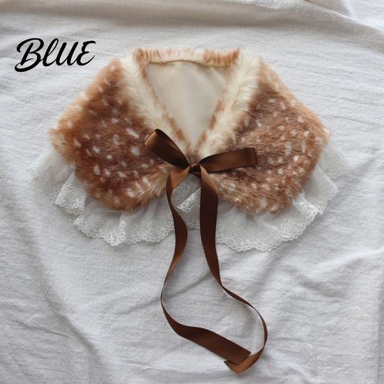 Winter Hat with Collar Millinery Deer Pattern Warm Gloves Dimensional Details Thickened Plush Leg Cuffs