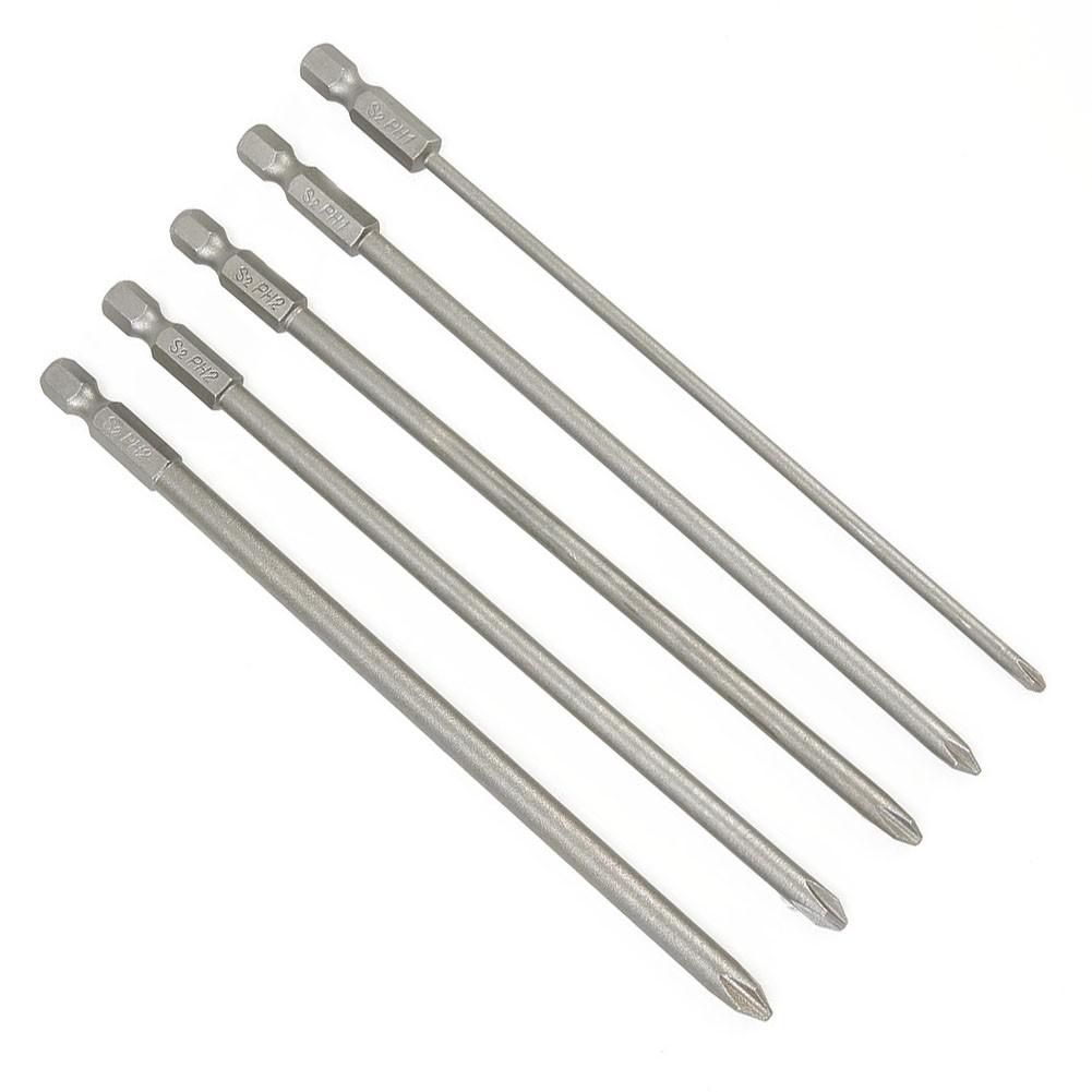 Long Reach Magnetic Cross Head PH1 PH2 Screwdriver Bit Set 150mm Length 5 Pcs