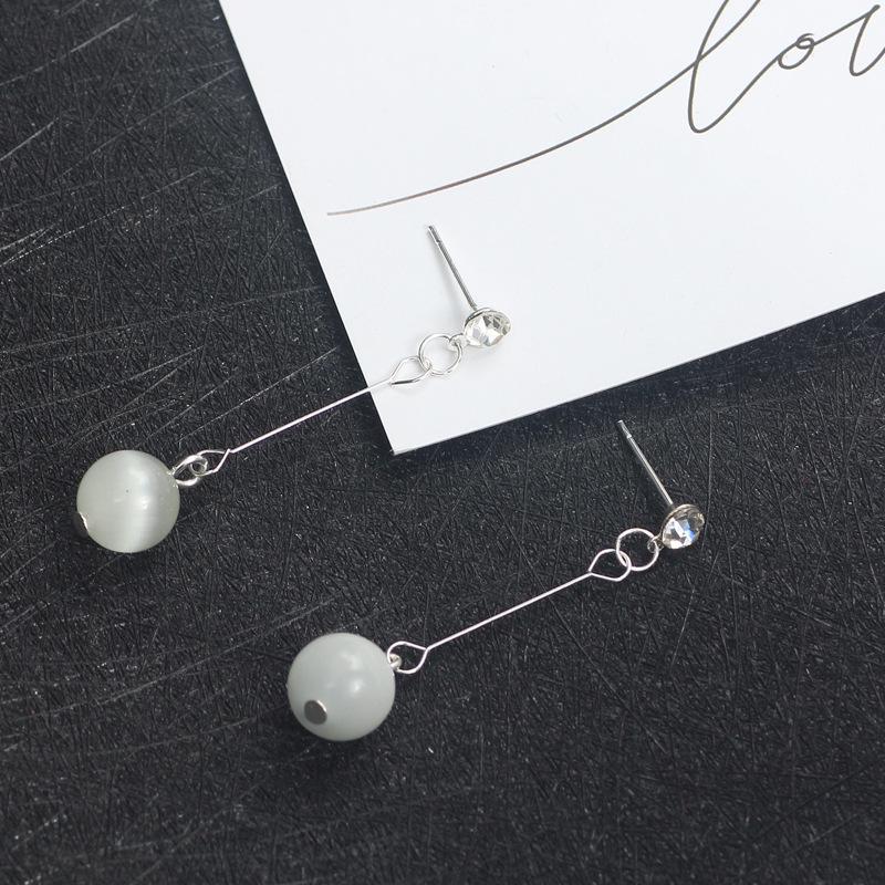 Geometric Tulip Cat's Eye Stone Earrings with 925 Silver Needle