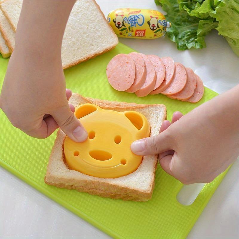 Cartoon Bear Sandwich Mold, Plastic Rice Ball Mold, DIY Breakfast Tools, Food Safe Kitchen Supplies, for School Lunch Box Essentials, Cookie Cutter