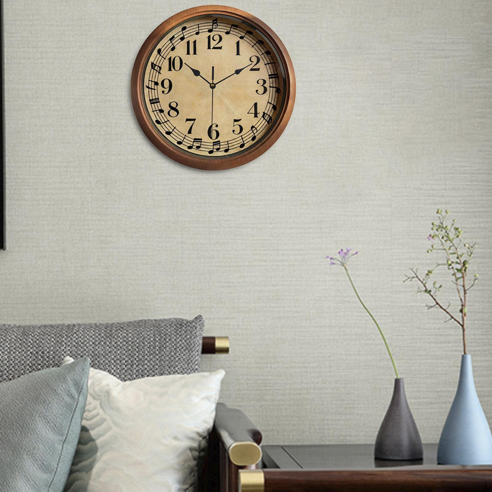 Настенные часы с музыкальной нотой, бесшумные, художественный декор, круглые, легко читаемые, без тиканья, подвесные для бара, офиса