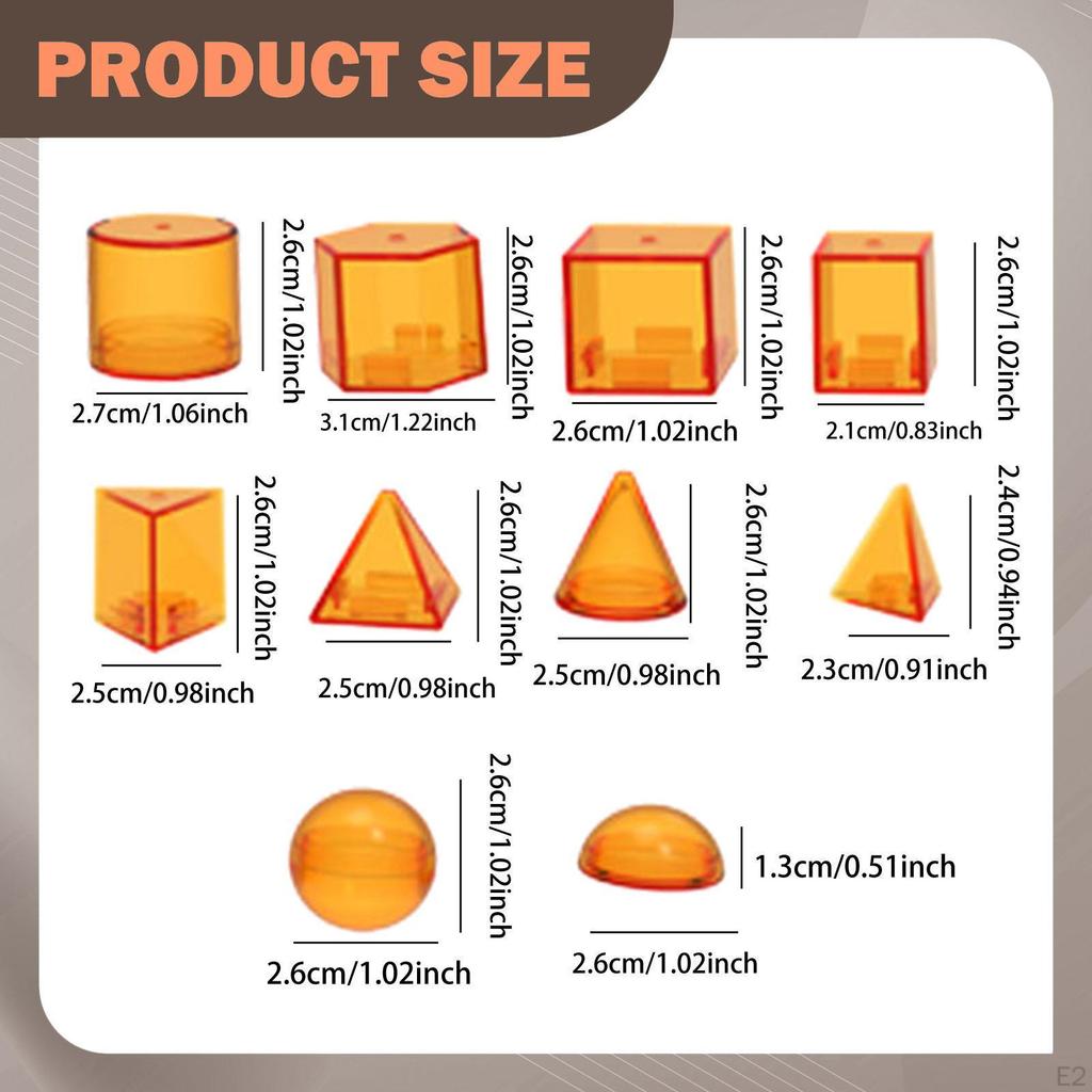 60x 3D Geometric Shapes Blocks Pattern Sphere Cylinder Learning Toys Math Manipulatives for