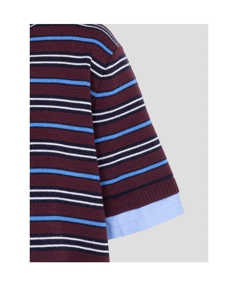 Binpolleidiseu Striped Short Sleeve Pullover Wine (Bf6751C05Z)