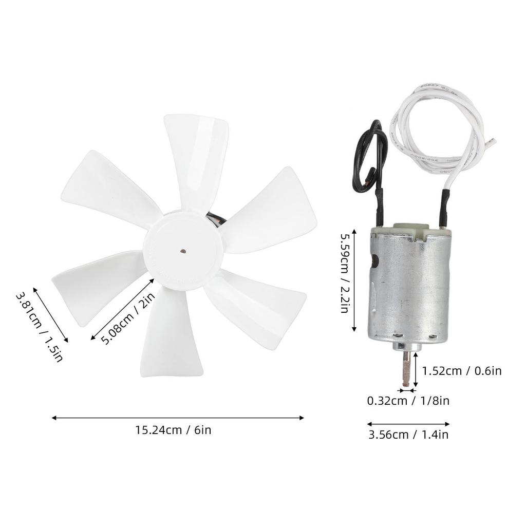 6in RV Vent Fan Blade with DC12V Motor Enhanced Air Circulating RV Ventilation Fan Blade for Trailer Campervan