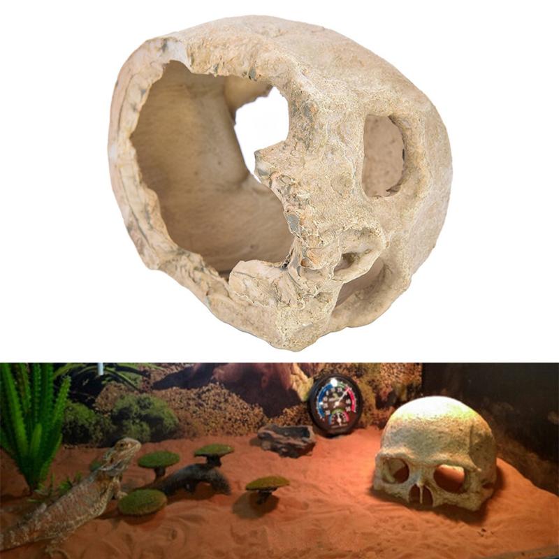Human Skull  Model Fishtank Aquarium Landscaping Accessories For Scorpion Spider Lizard Snake