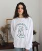 BONIEE [Fleece Lined] New Cat Symbol Cat Oversized Sweatshirt White