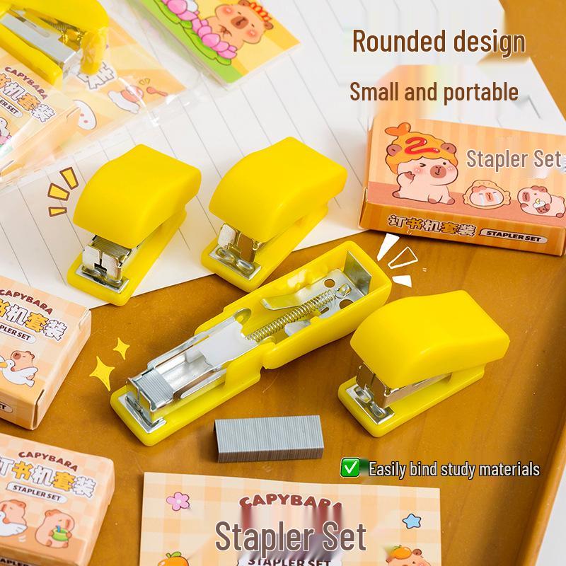 Capybara Cartoon Mini Stapler Set - Creative Stationery for Students and Small Gifts