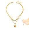 Fashion Personality Anti-Pearl Bust Love Pendant Stainless Steel Necklace Light Luxury Premium Clavicle Chain Niche