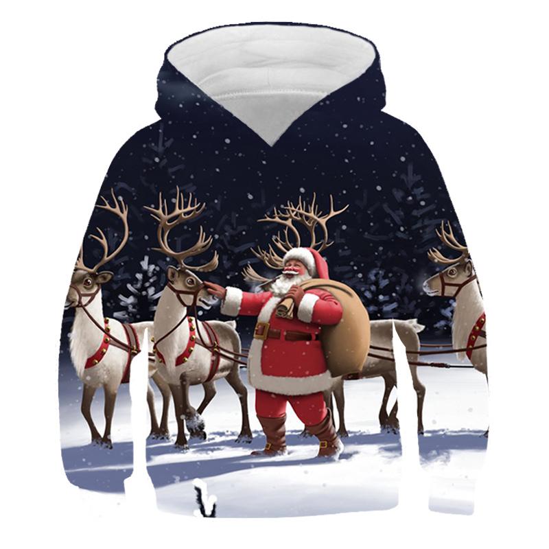 Kawaii Hoodies Christmas 3D Print Santa Snowmen Sweatshirts Boys Girls Hooded Pullovers Kids Fashion Oversized Hoodie Tracksuits