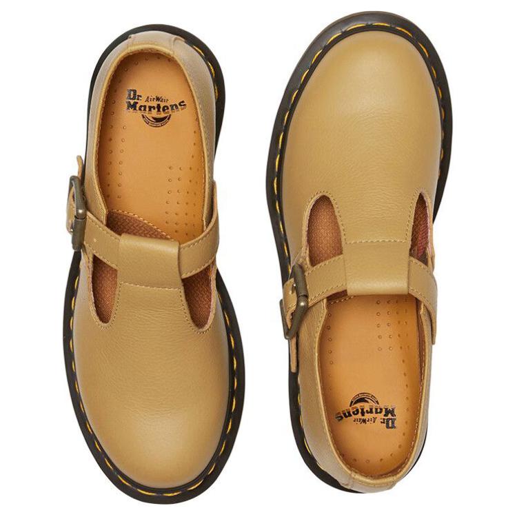 Dr. Martens Leather Comfortable Fashionable Thick Sole Mary Jane Shoes Women Shoes Dark-Yellow 32051776