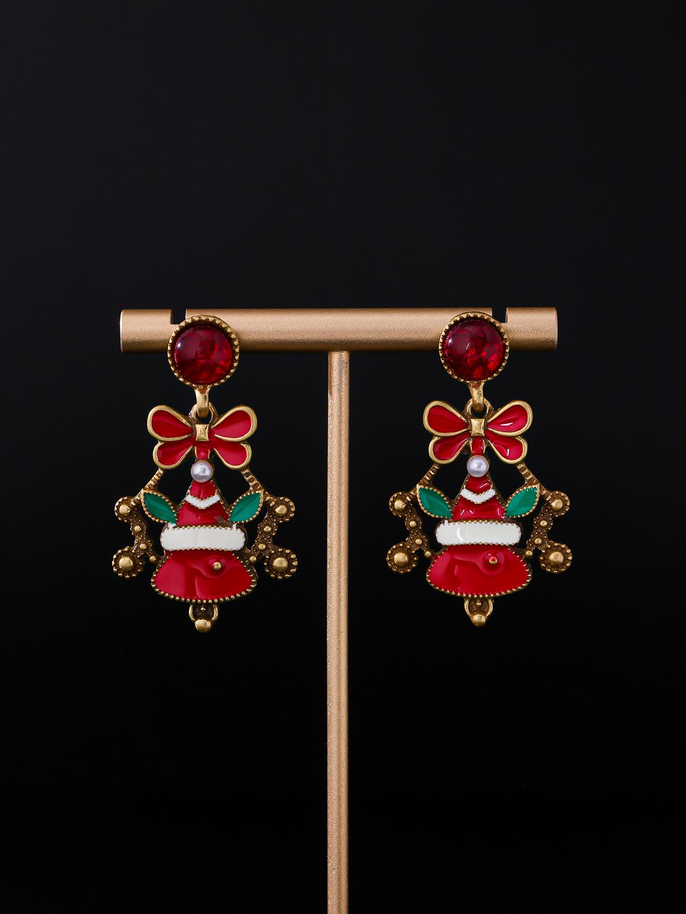 

Colorful Drip Oil Inlaid Diamond Christmas Tree Earrings