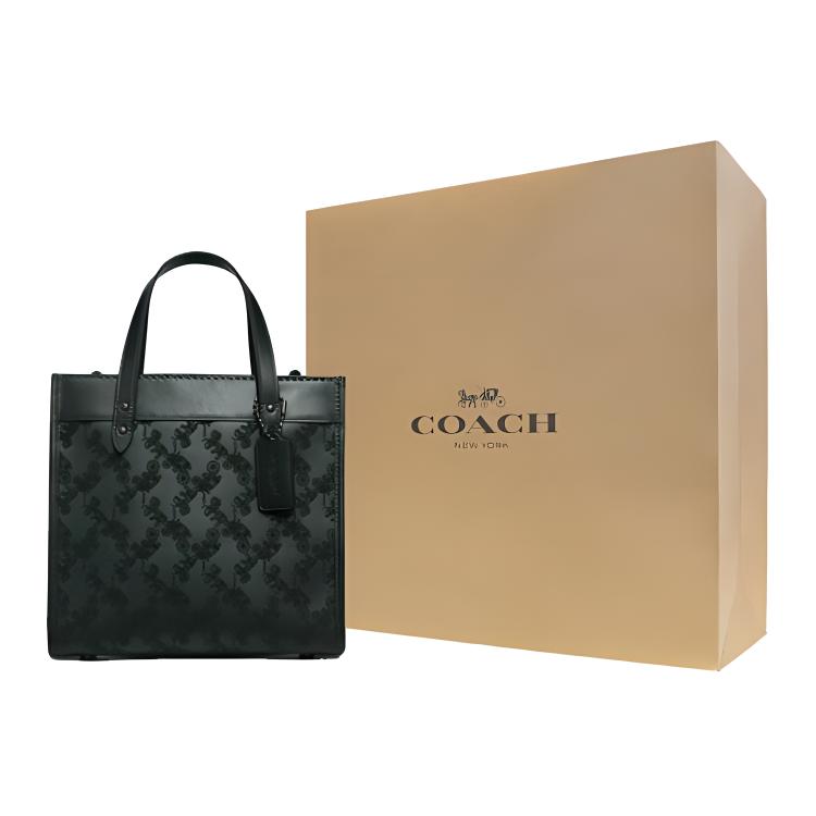 New COACH Field Cow Leather Tote Bag Shopping Bag Handbag Shoulder Bag Crossbody Bag Medium Size Women's Green CD750-V5RFT