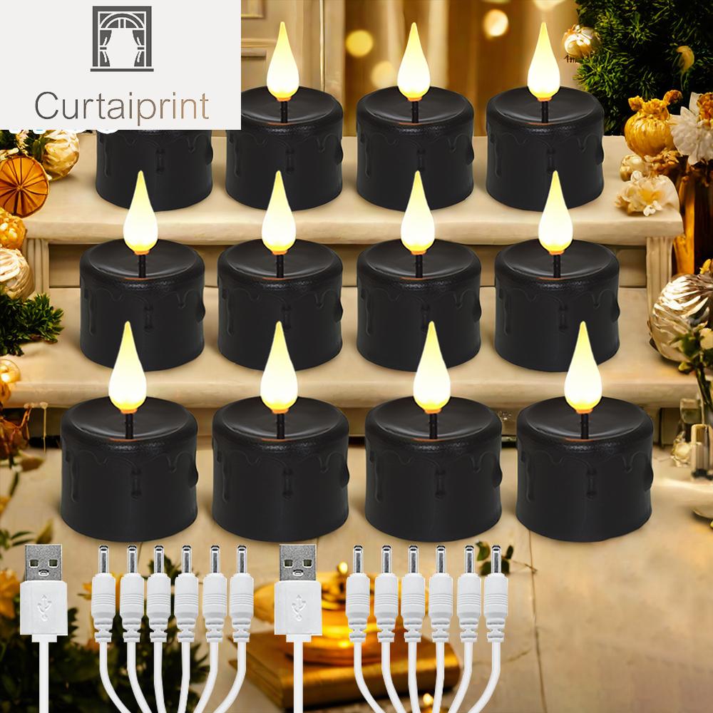 Wiederaufladbare LED-Kerze, flammenlose Kerzen mit Fernbedienung, LED-Licht, Halloween-Lampe, Weihnachten, Wohndekor, Nachtlicht
