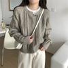 Sanfte weiche wachsige Zopfstrickjacke Damen Herbst und Winter Neu Fauler Stil Locker Kurz Gestrickte Cardigan Top