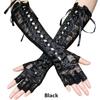 Pair Women Fingerless Party Cosplay Ritual Dance Gothic Gloves Silk Ribbon Punk Mittens Lace Gloves