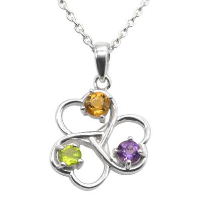 Natural Peridot Citrine Amethyst Gemstone 925 Sterling Silver Pendant Necklace Jewelry For Women