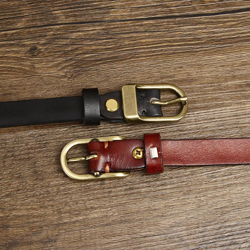 1.8Cm Wide Retro Old Decorative Thin Belt Women'S Genuine Leather Pure Cowhide Fashion Trend Versatile Women'S Narrow Belt