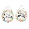 Yousheng Happy Easter Spring Wooden Hanging Decoration Farmhouse Rustic Holiday Easter Party Front Door Wall Hanging Sign Hanger Ornament Pendant
