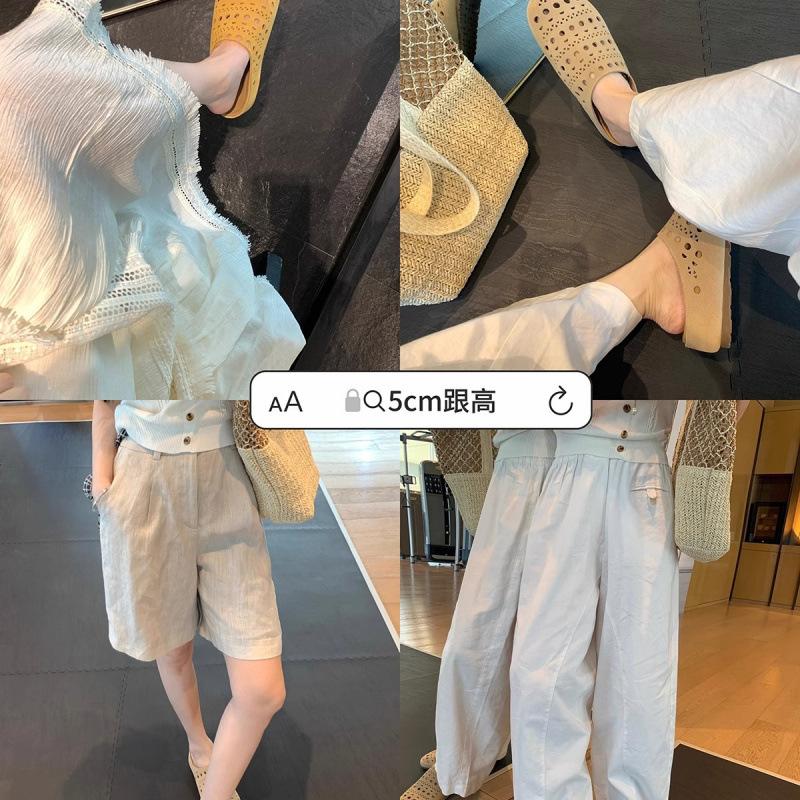 Rindslederversion~ echtes Leder mattiert hohl graviert Taschenkopf Halbpantoffeln Damen Sommerbekleidung dicksohlige Brot coole Hausschuhe