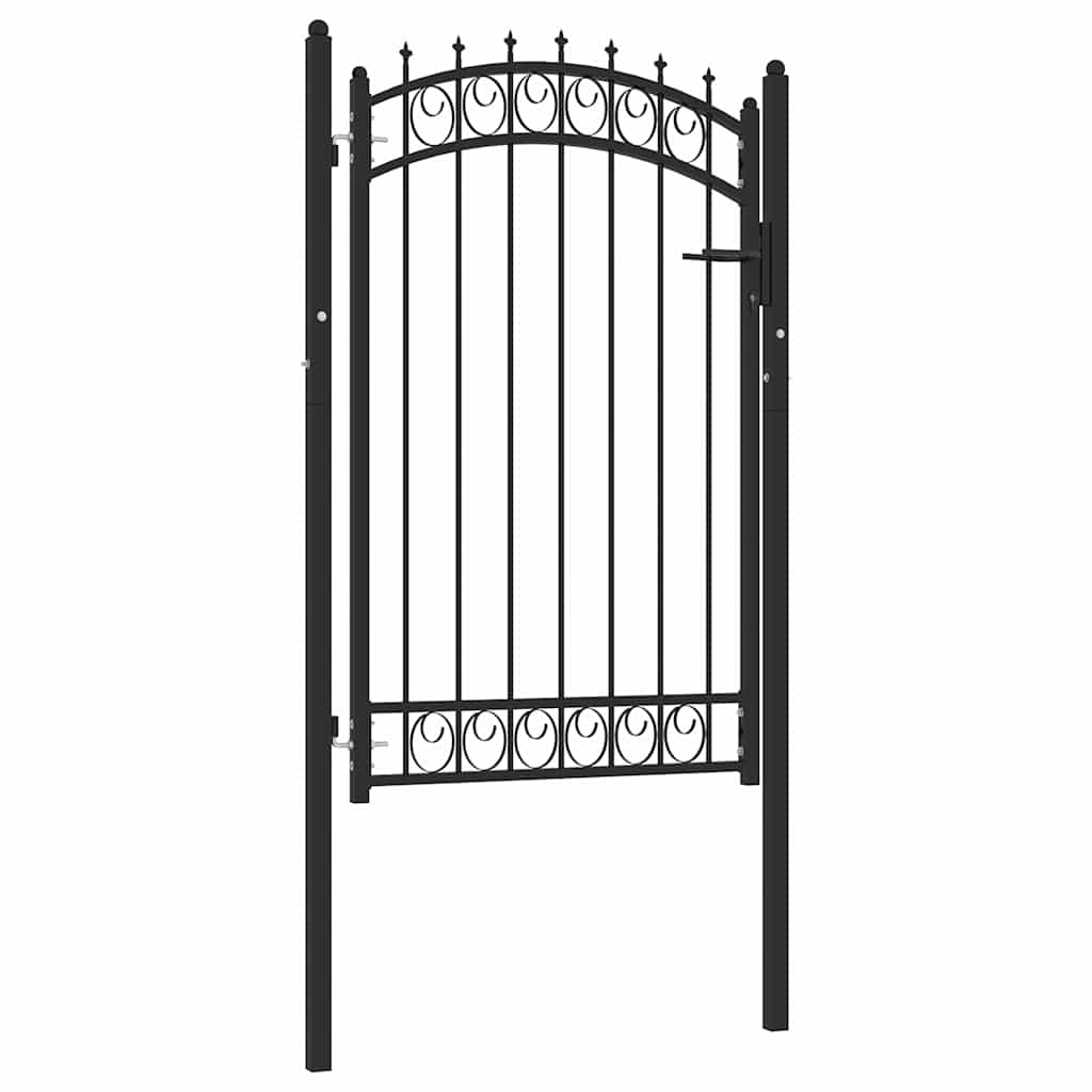 EMMEN Fence Gate with Spikes Steel 103 X 117 Cm Black