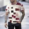 Women Short Sleeve Crew Neck T Shirt White Red Gradient Vertical Line Dot Abstract Print Top