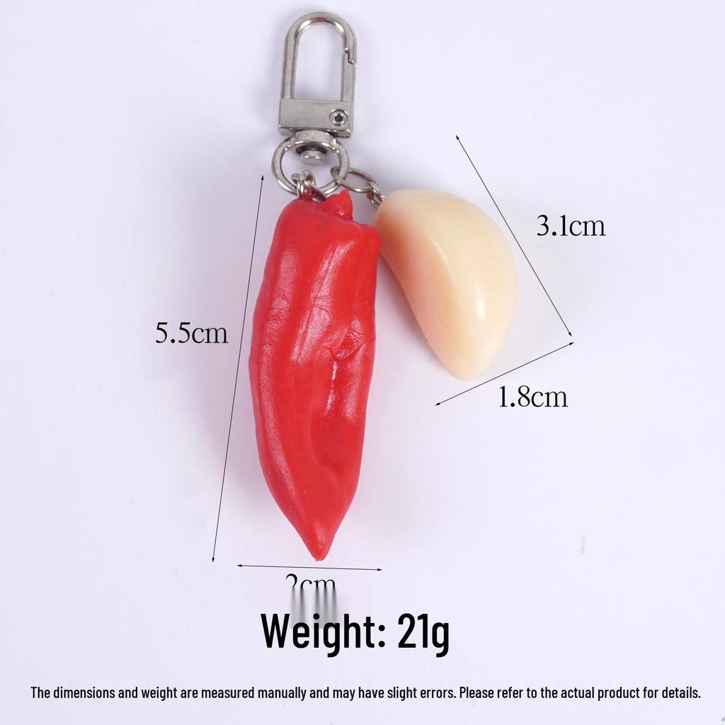 Creative Vegetable Keychain: Red, Green, Yellow Pepper & Garlic Toy Pendant