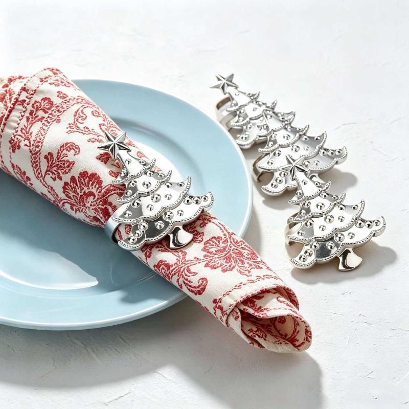 Christmas Napkin Rings Xmas Tree Ornaments Christmas Home Kitchen Dinner Table Decoration New Year Party Supplies