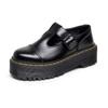 Zapatos de Mujer Mary Jane con Tira en T de Plataforma Generation, Zapatos de Cuero Genuino de Caña Baja Estilo Británico para Aumentar la Altura